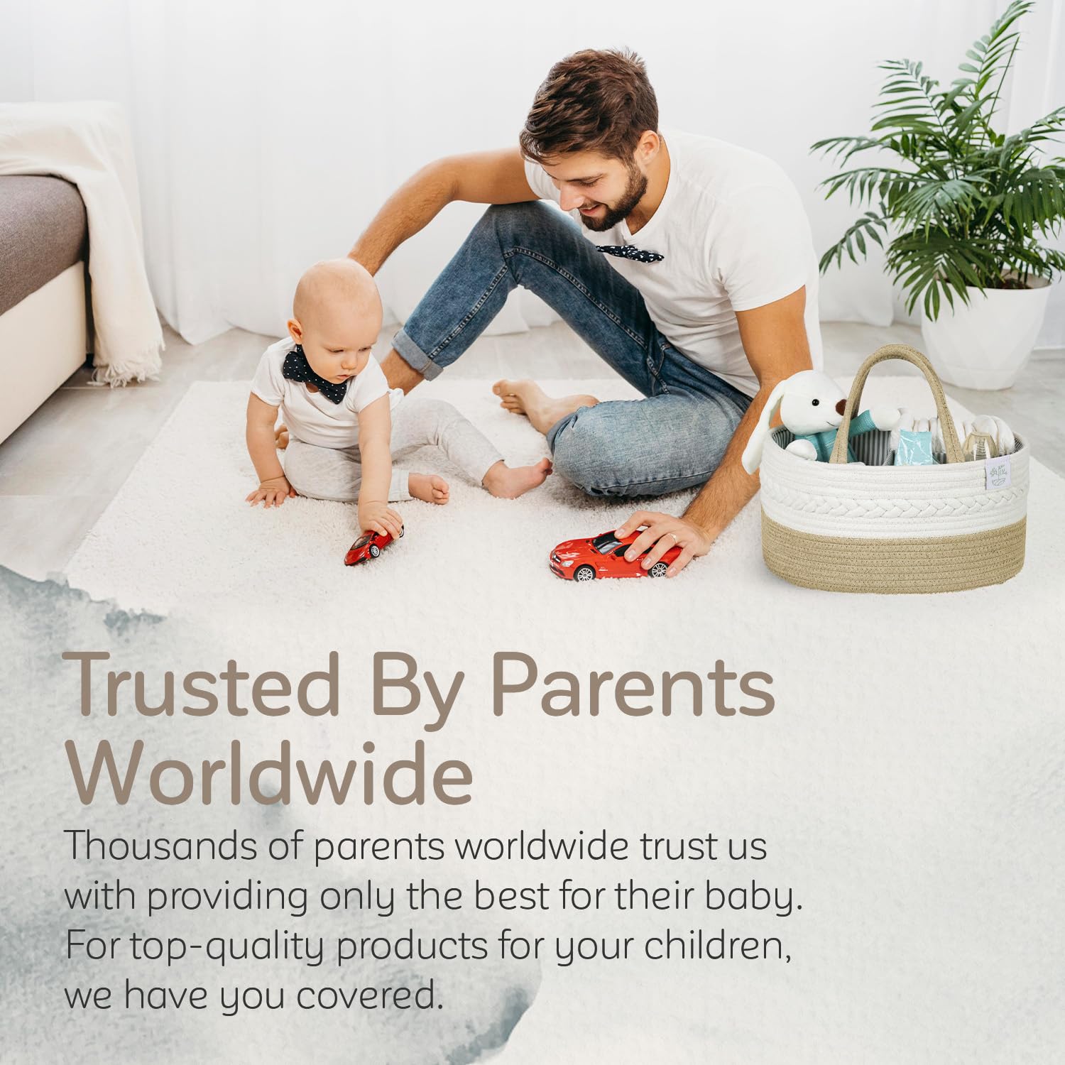 KiddyCare Woven Diaper Caddy-foldable design folds away easily when not in use.