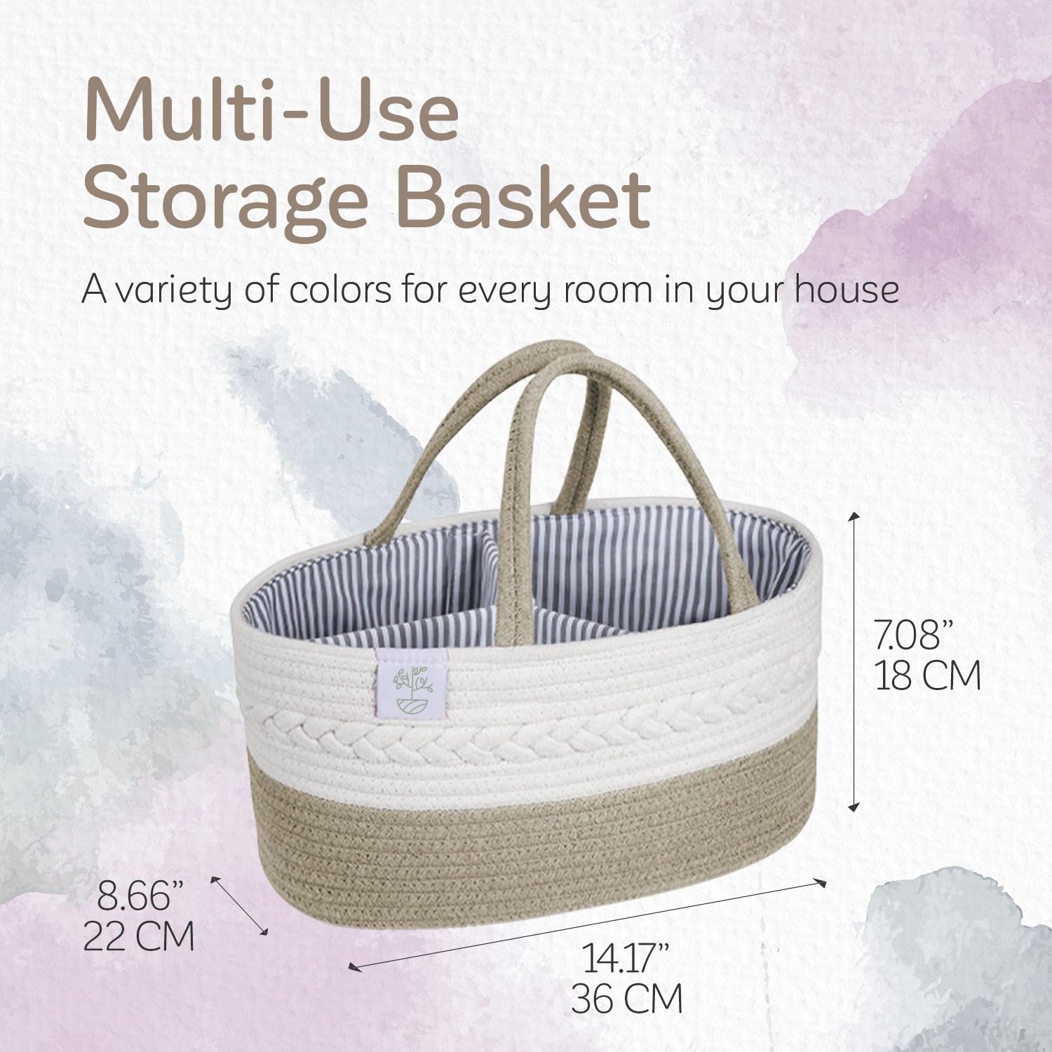 KiddyCare Woven Diaper Caddy-nursery storage showcases a stylish gray finish for modern rooms.