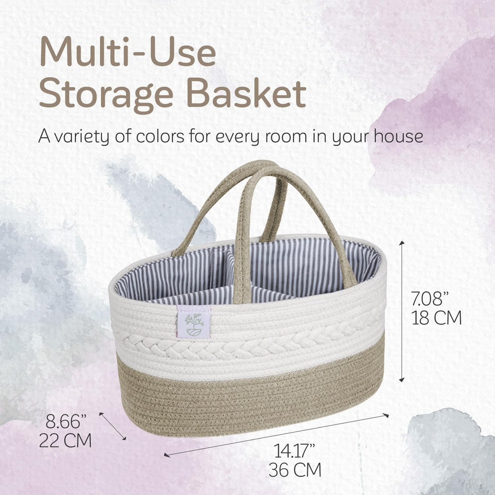 KiddyCare Woven Diaper Caddy-nursery storage showcases a stylish gray finish for modern rooms.