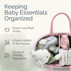 KiddyCare Woven Diaper Caddy with spacious compartments keeps essentials organized.