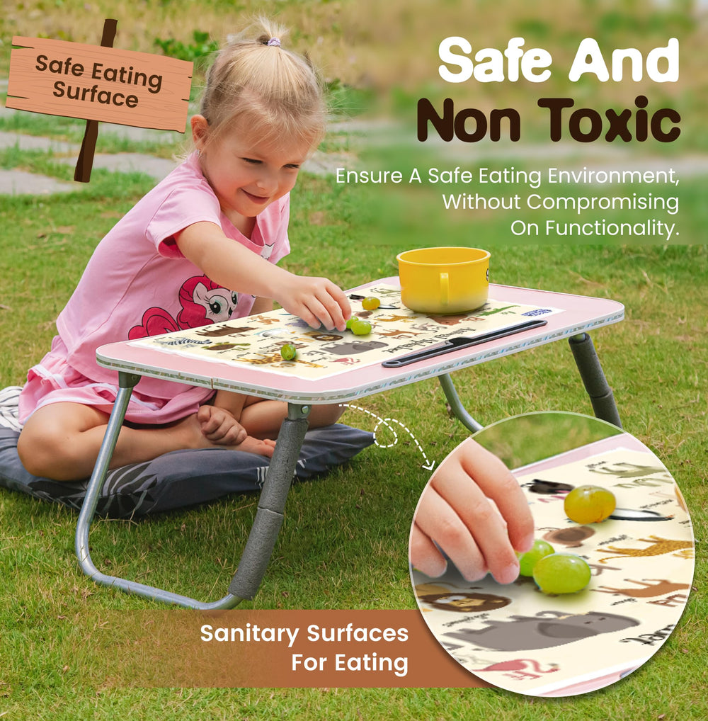 KIDDYKORNERZ placemats with adhesive strips stay in place for mess-free meals