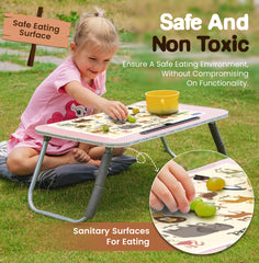 KIDDYKORNERZ placemats with adhesive strips stay in place for mess-free meals