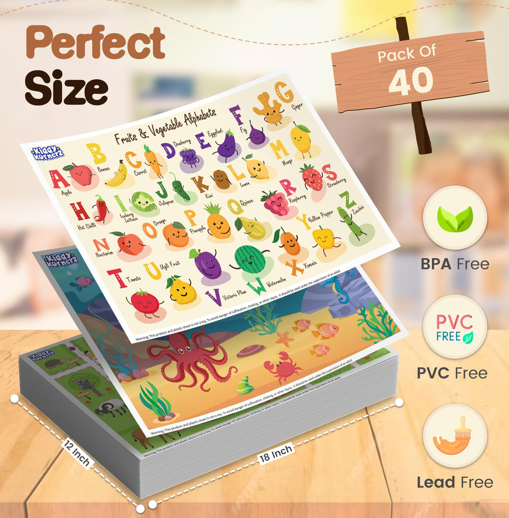 KIDDYKORNERZ zoo-theme placemats keep table time fun and tidy