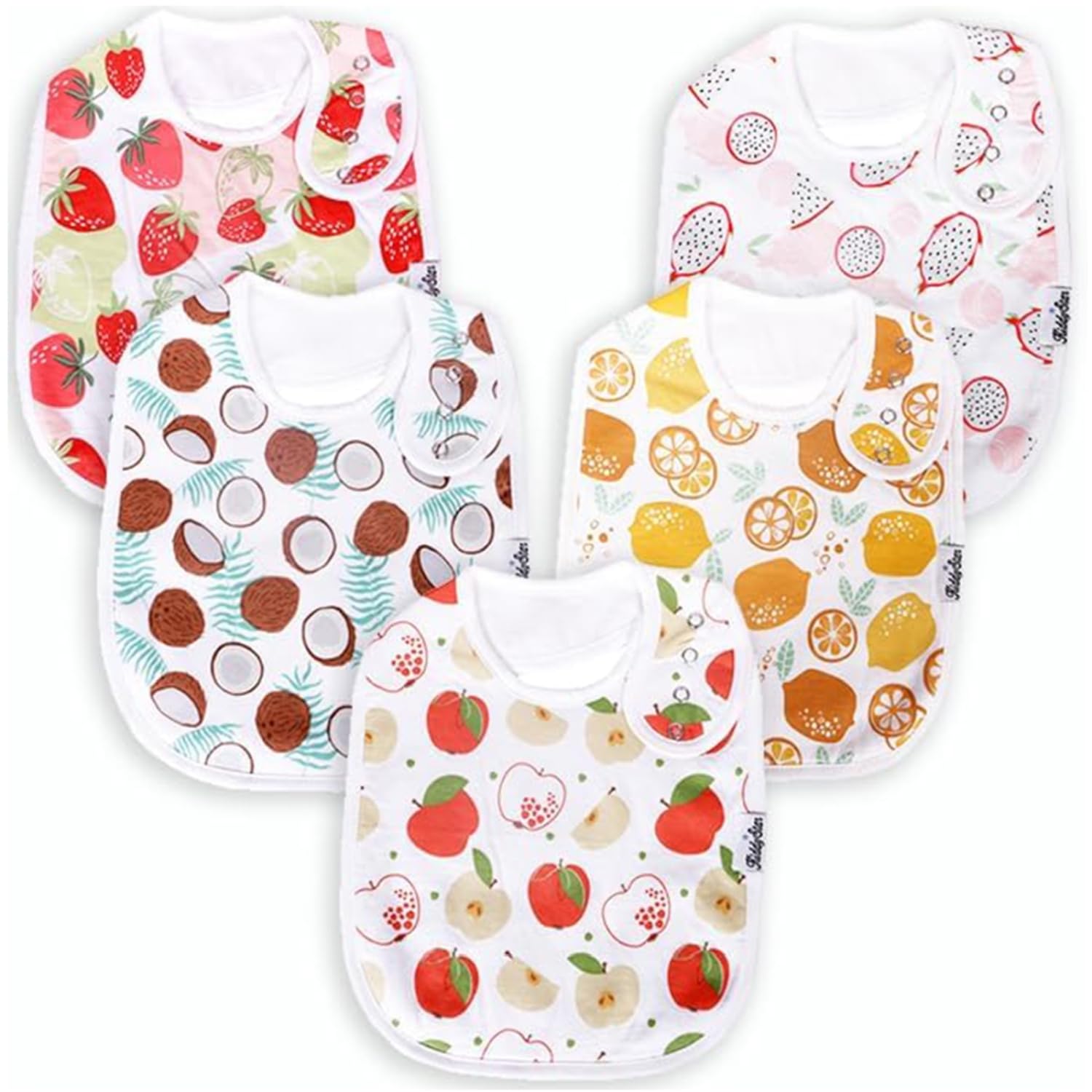 KiddyStar bib front view shows soft organic cotton for sensitive skin and dry daily relief.