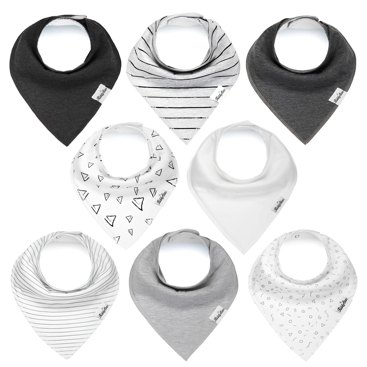 KiddyStar bib front view shows gentle organic cotton for sensitive skin.
