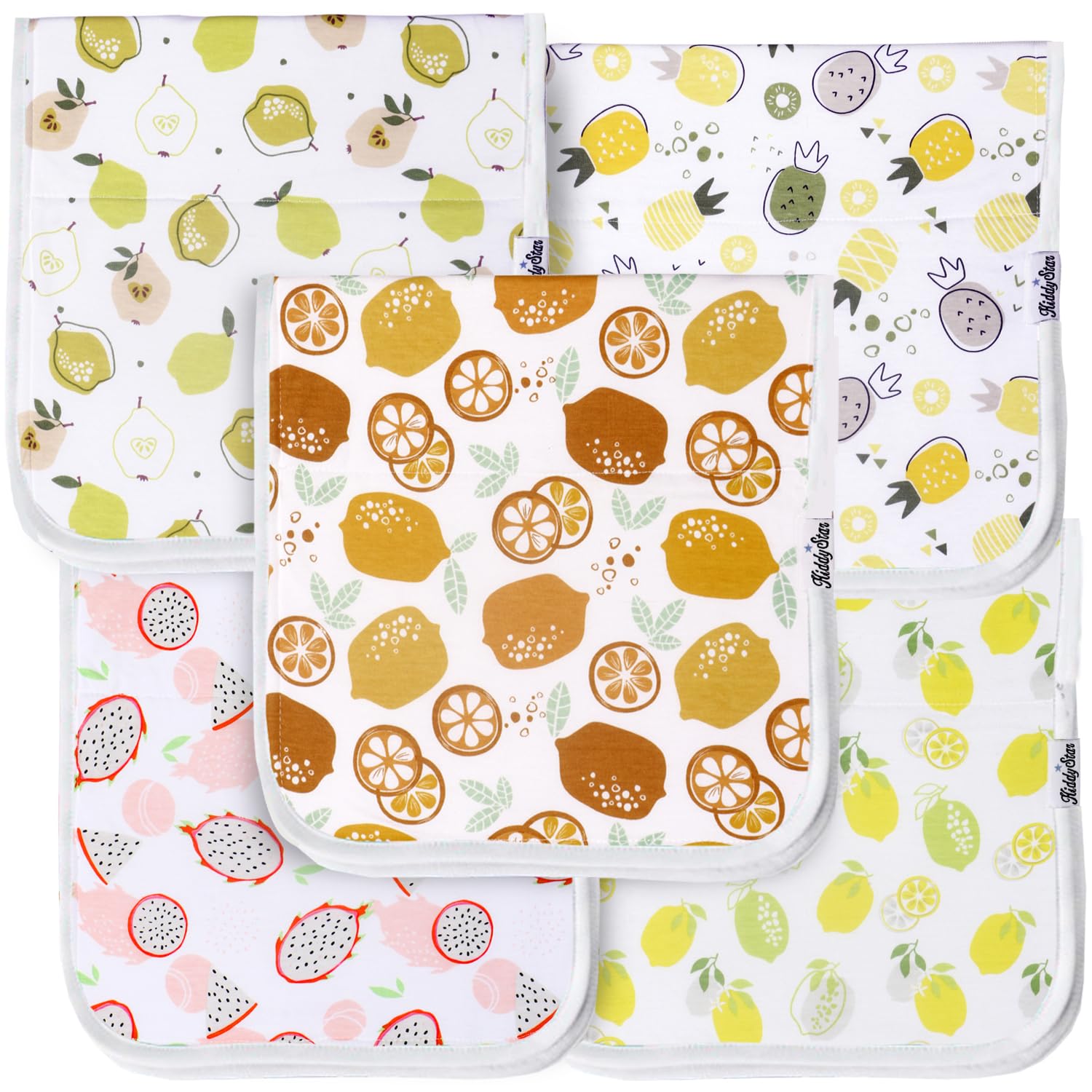 KiddyStar burp cloths large coverage catching drips during feeding and burping.