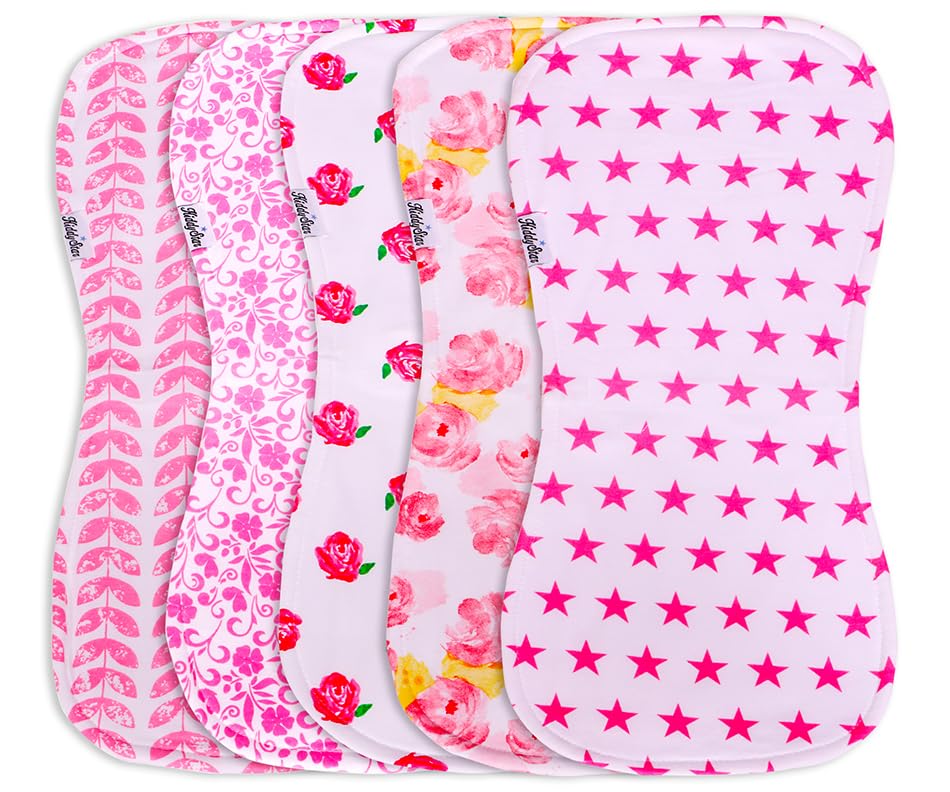 KiddyStar burp cloths pack front view showing soft organic cotton for baby comfort.