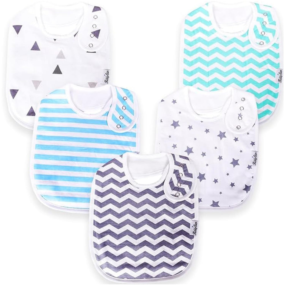 KiddyStar organic cotton baby bib front view keeps delicate skin dry
