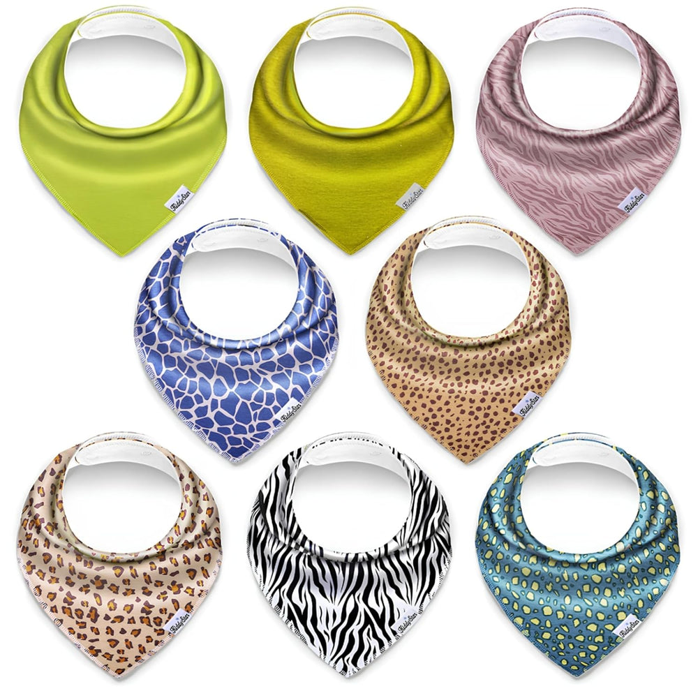 KiddyStar organic cotton baby bib front view, soft and gentle on sensitive skin.