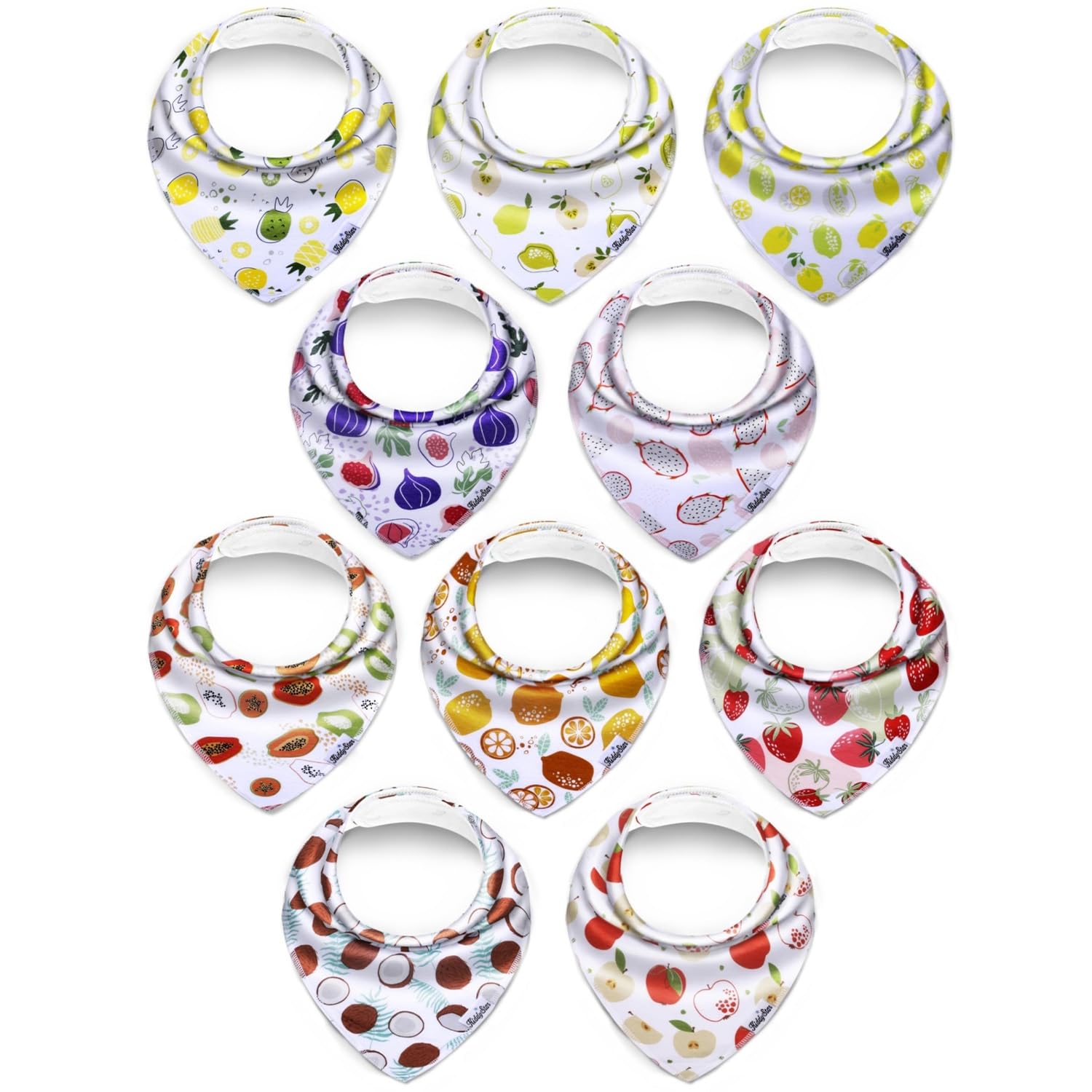 KiddyStar organic cotton bib close-up fabric shows soft, skin-safe material.