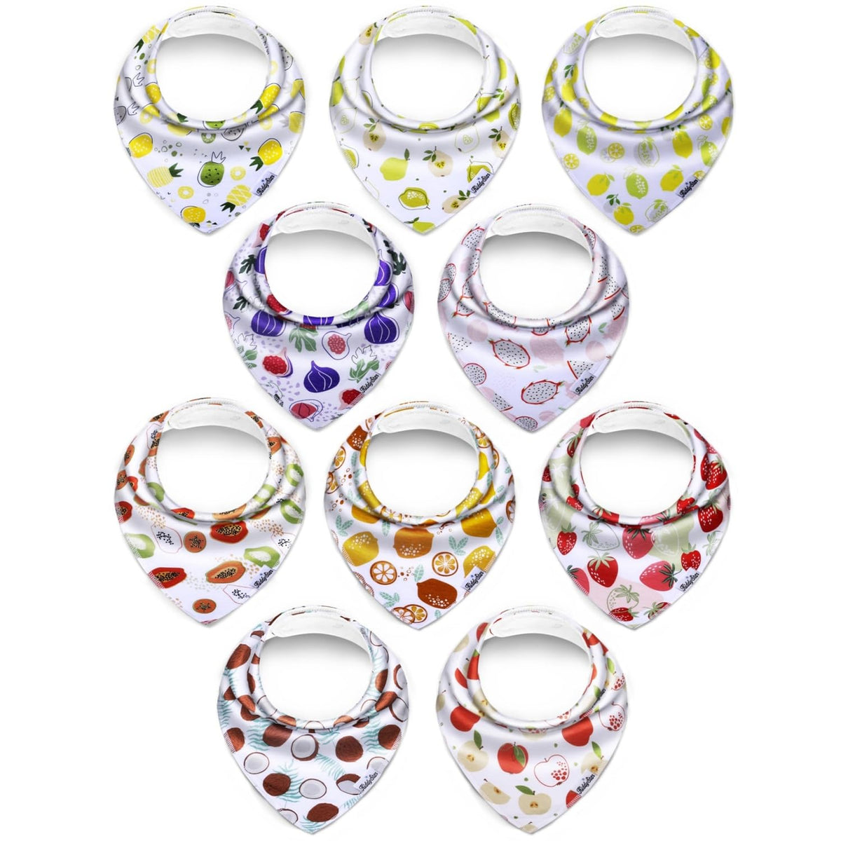 KiddyStar organic cotton bib close-up fabric shows soft, skin-safe material.