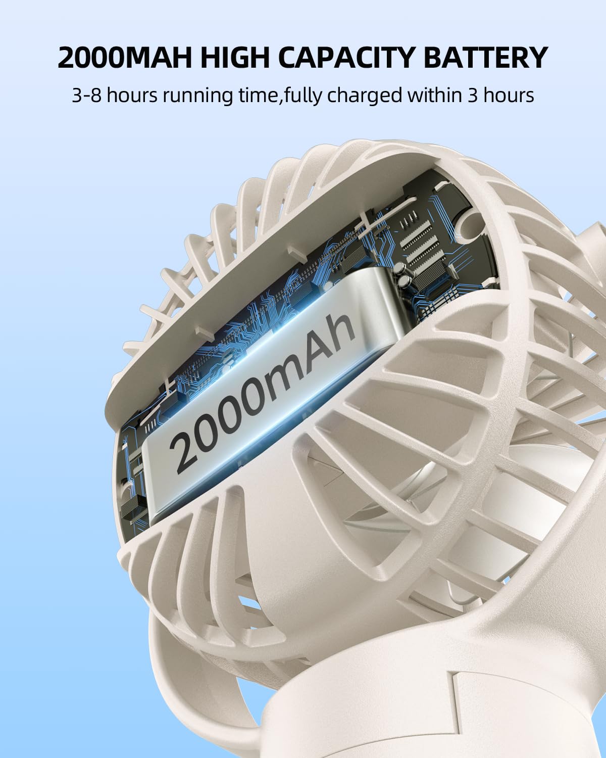 KIDEE portable fan in outdoor setting illustrating reliable personal cooling