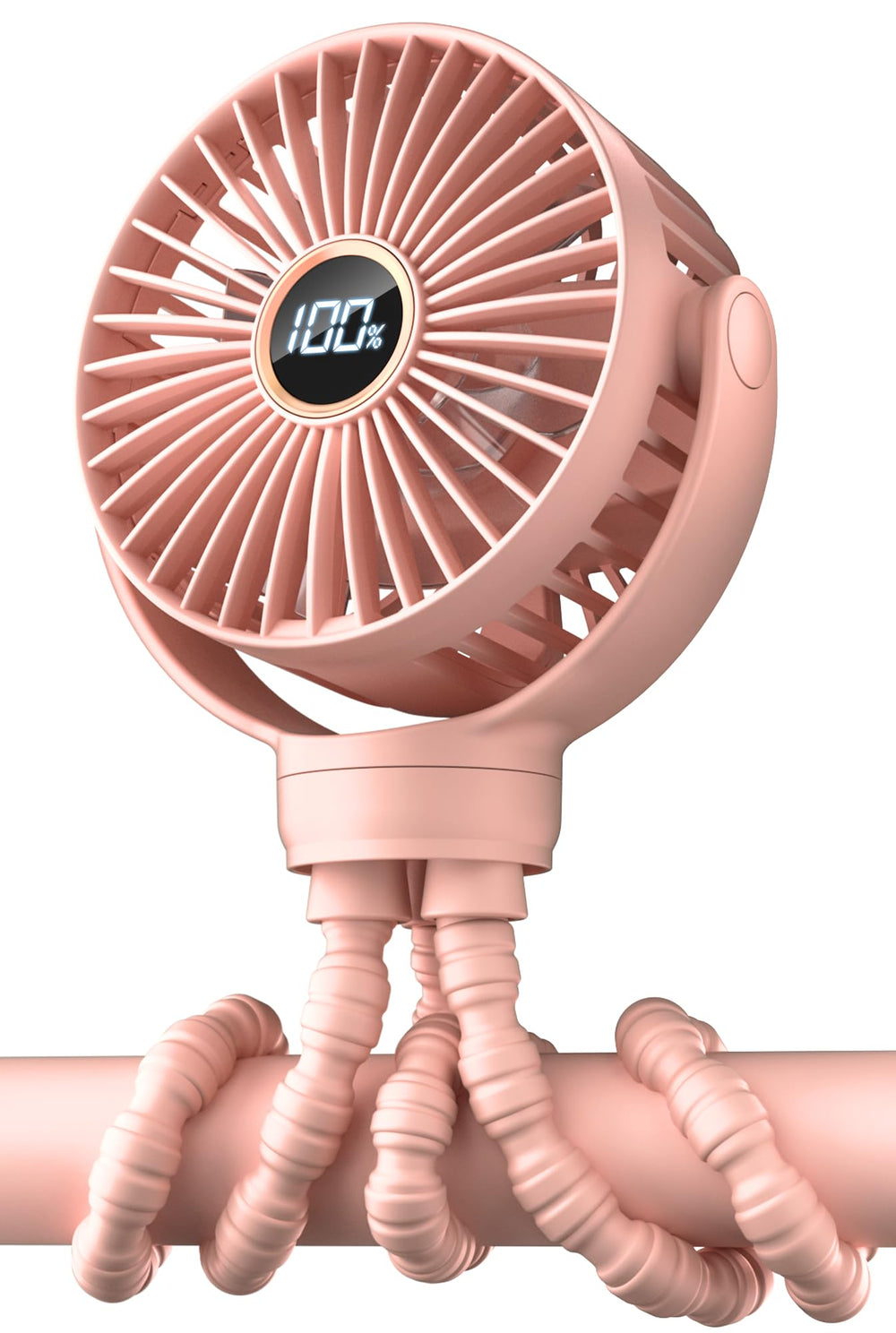 KIDEE stroller fan with LCD display tracks speed and battery for on-the-go cooling.