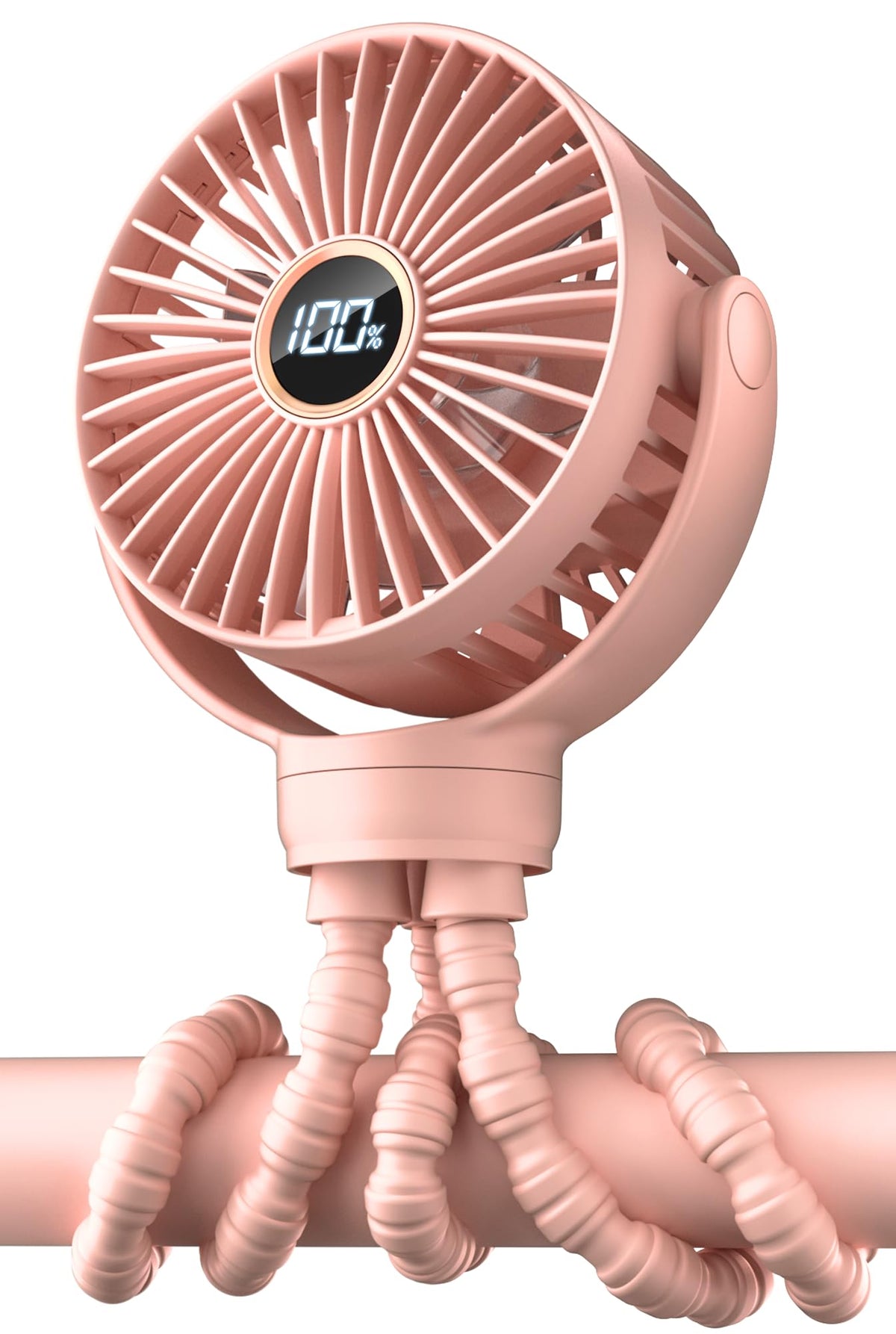 KIDEE stroller fan with LCD display tracks speed and battery for on-the-go cooling.