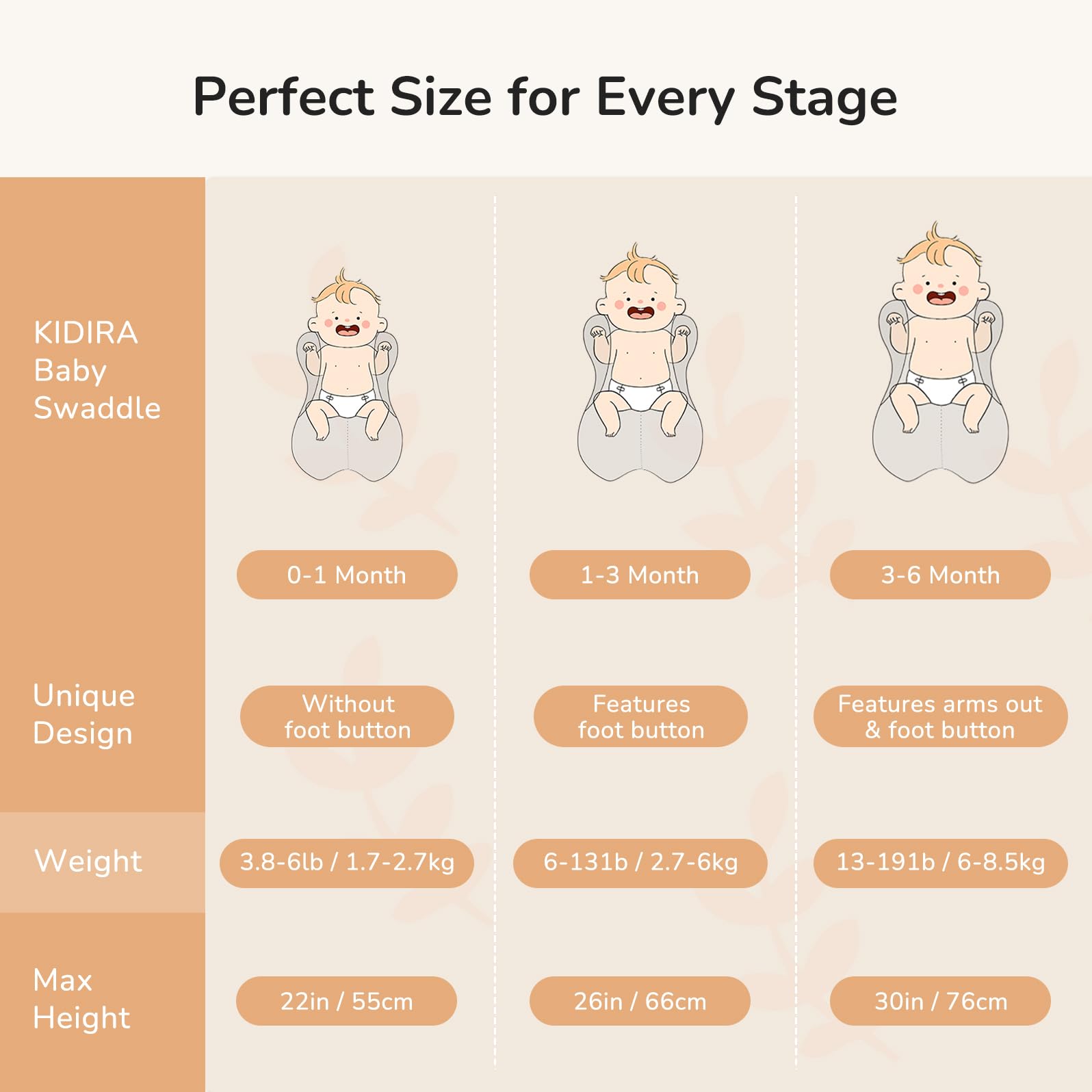 KIDIRA swaddle with 2 way zipper for easy diaper changes