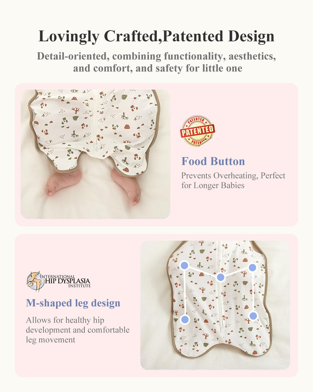 KIDIRA bear-forest butterflyhug swaddle provides womb-like security for naps