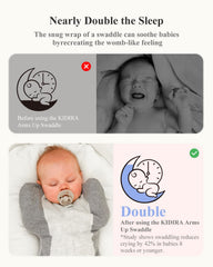 KIDIRA arms up swaddle with foot button design for adjustable fit