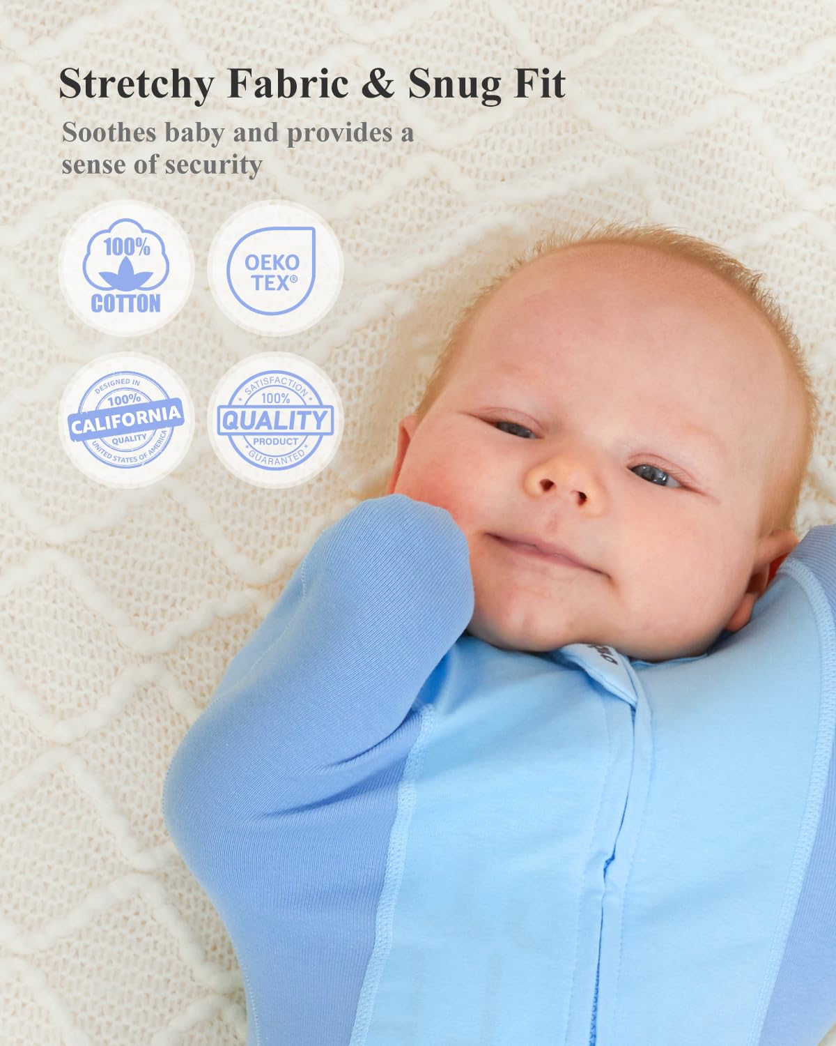 KIDIRA moisture-wicking inner layer dries skin quickly for comfortable, breathable naps.