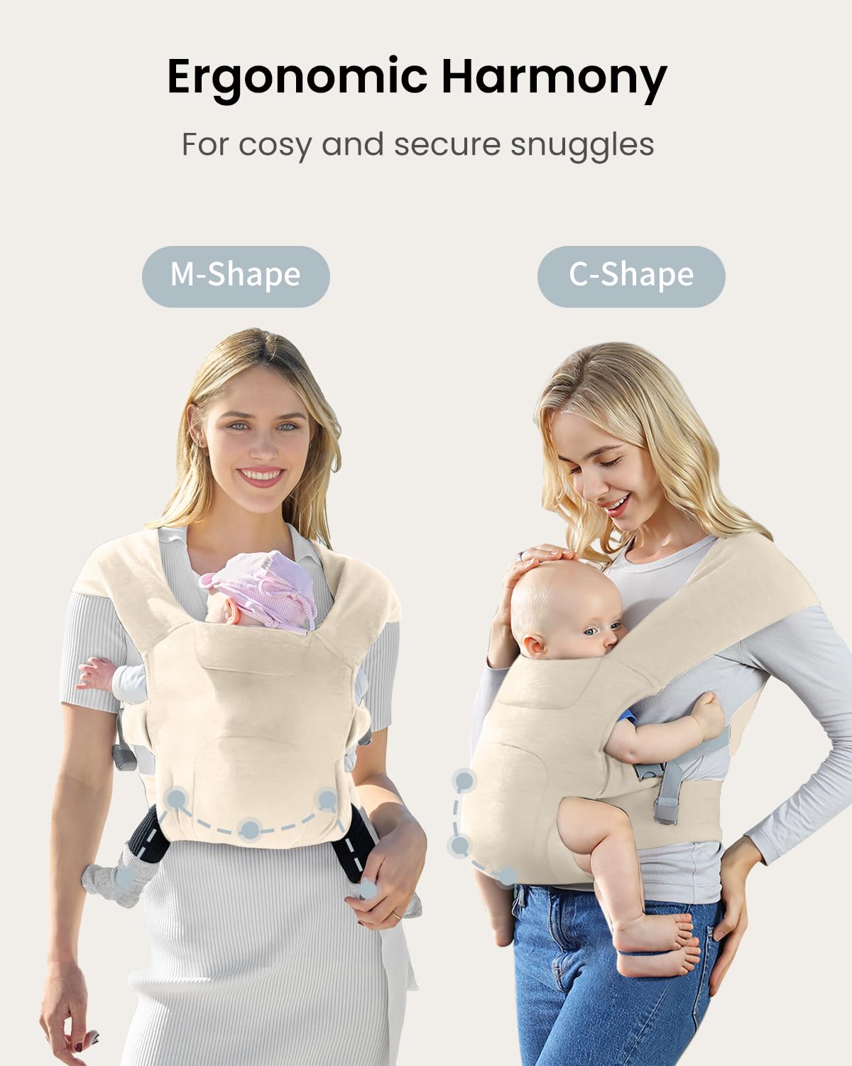 KIDIRA Newborn Carrier cross-back support for balanced, comfortable wear