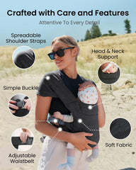 KIDIRA padded head and neck support keeps baby secure and comfy.