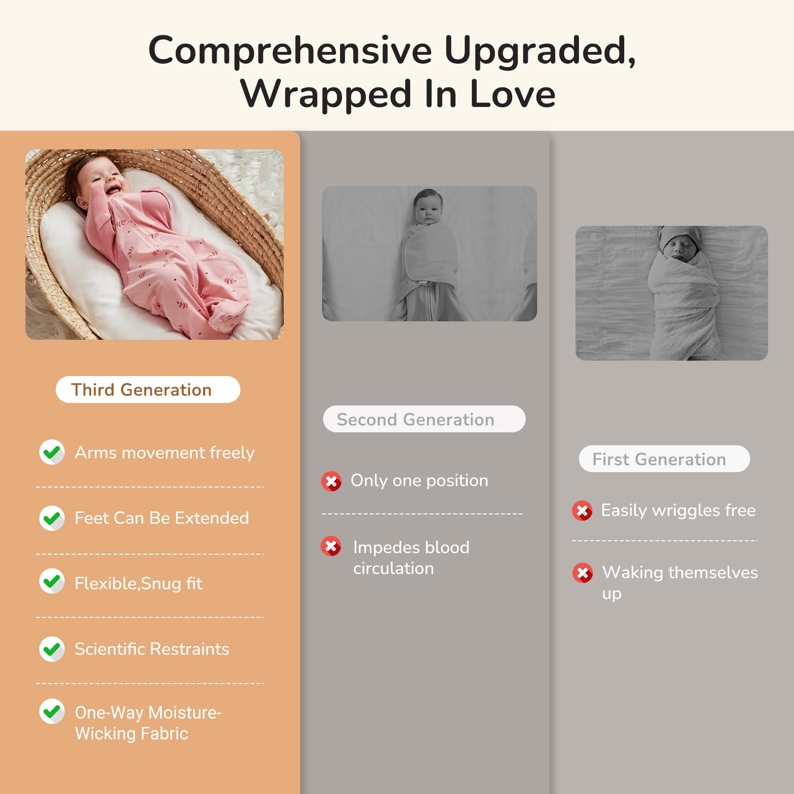 KIDIRA Pink Print Transition Swaddle Sleep Sack ready for bedtime routine.