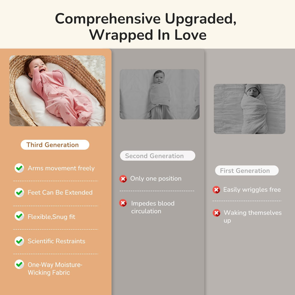 KIDIRA Pink Print Transition Swaddle Sleep Sack ready for bedtime routine.