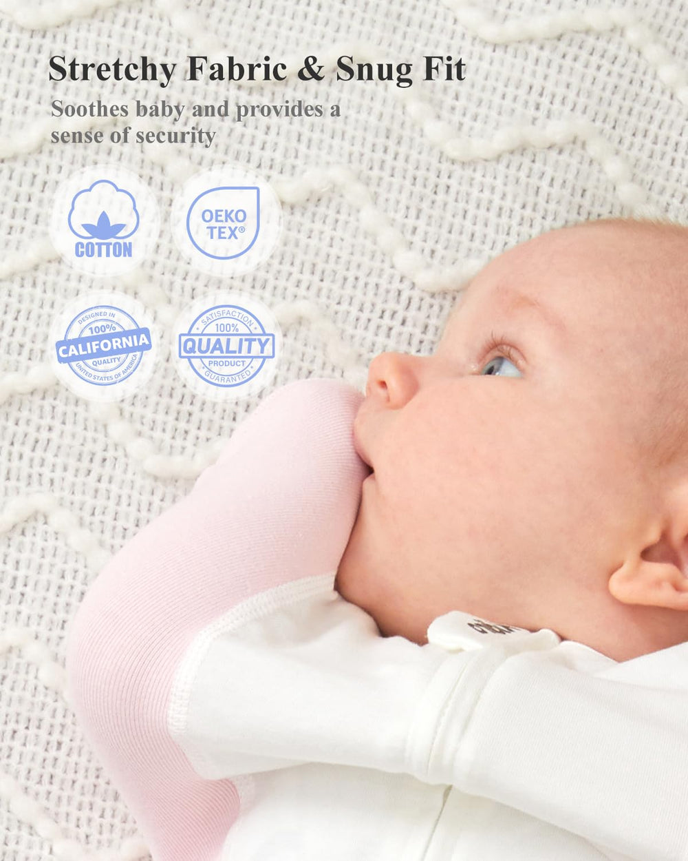 KIDIRA pink swaddle in a cozy sleep setup for calm evenings.