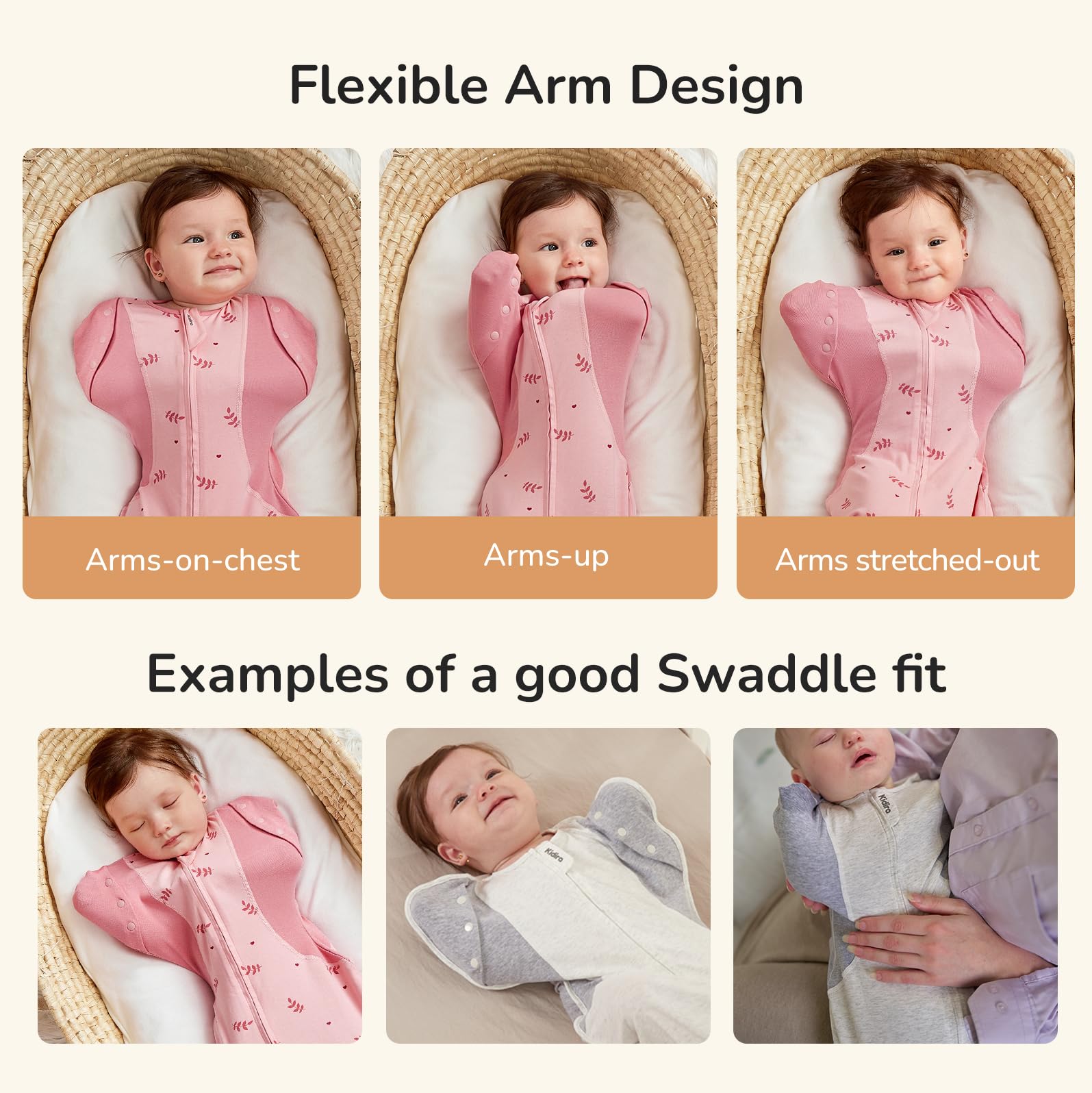 KIDIRA Transition Swaddle Sleep Sack moisture-wicking fabric keeps skin dry.
