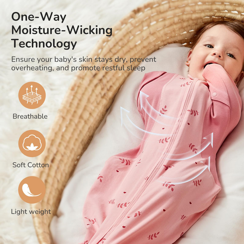 KIDIRA Transition Swaddle Sleep Sack wide hem supports hip-friendly posture.