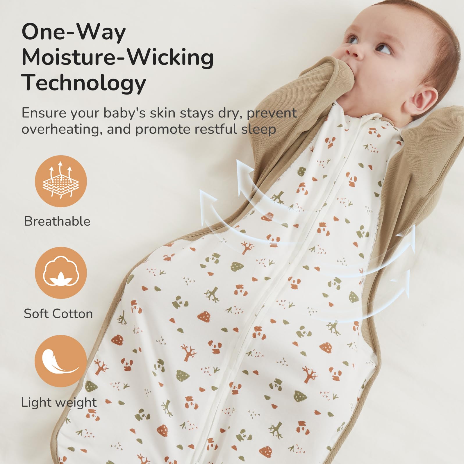 KIDIRA Transition Swaddle Widened Hem supports natural leg posture.