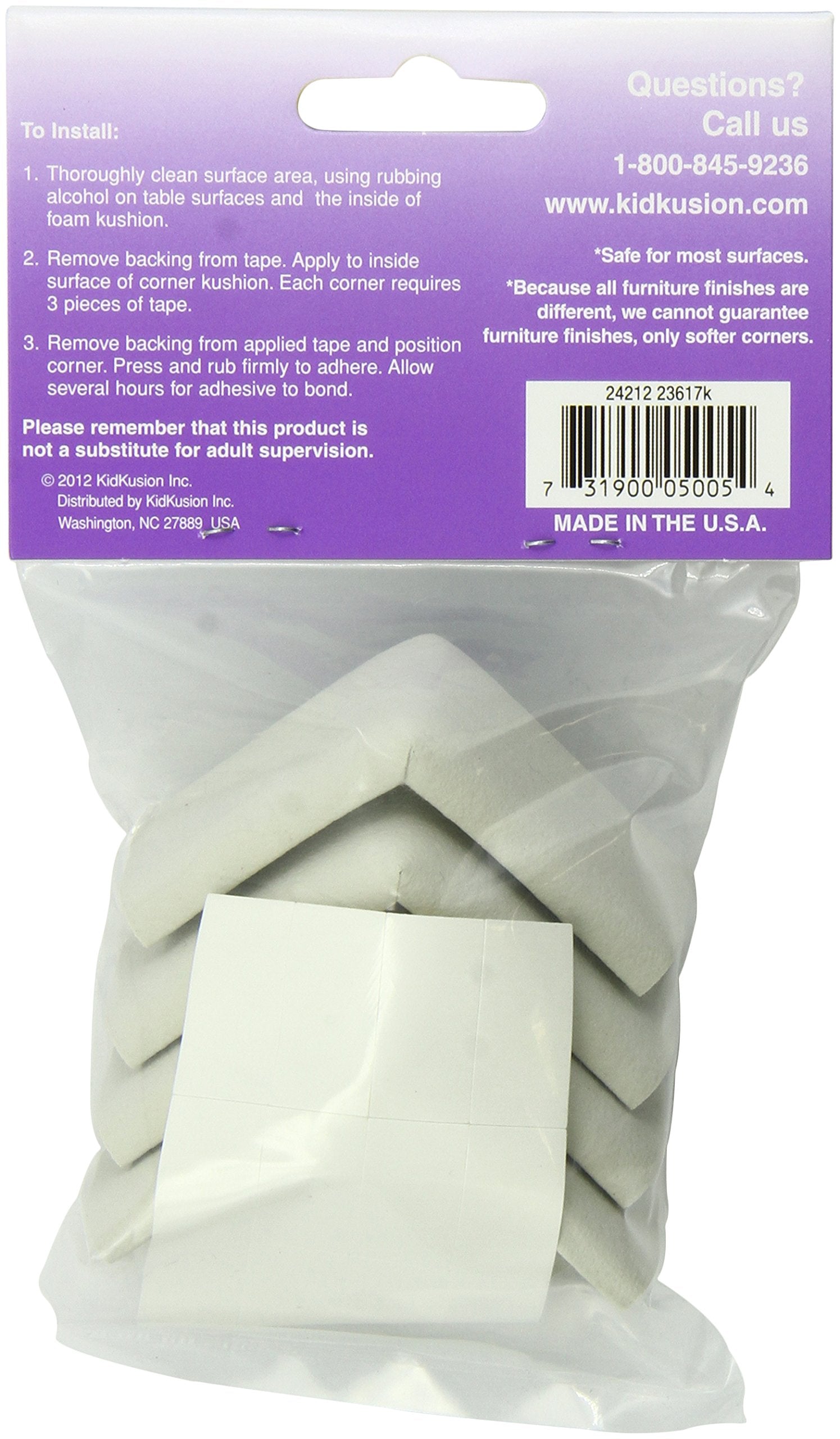 KidKusion corner cushions attached to table edge show safe, easy installation for busy homes