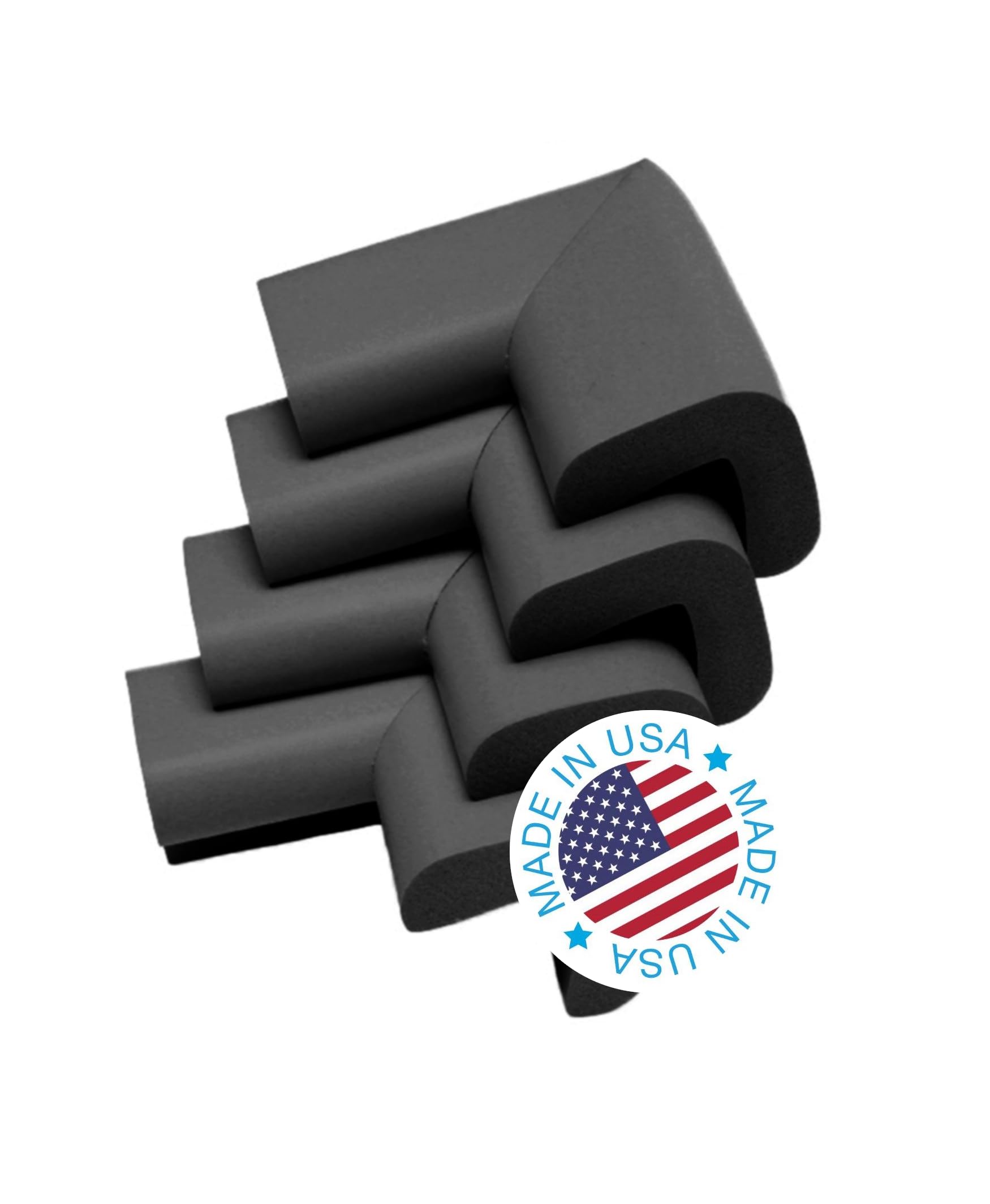 KidKusion corner cushion on USA-made furniture edge for safe homes.