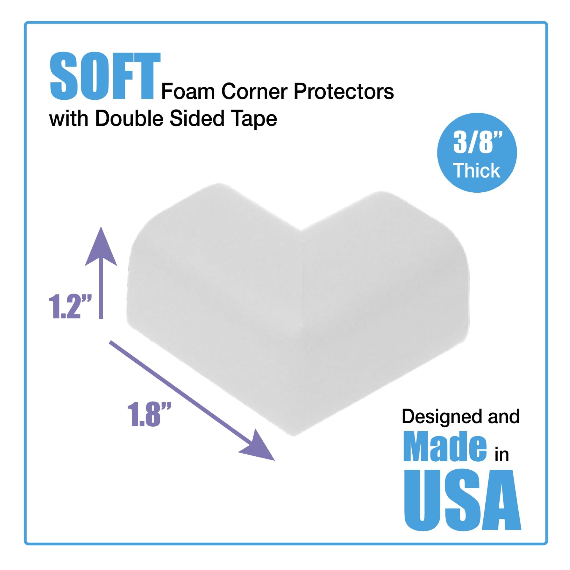 Corner Kushions with included adhesive tape for quick installation.