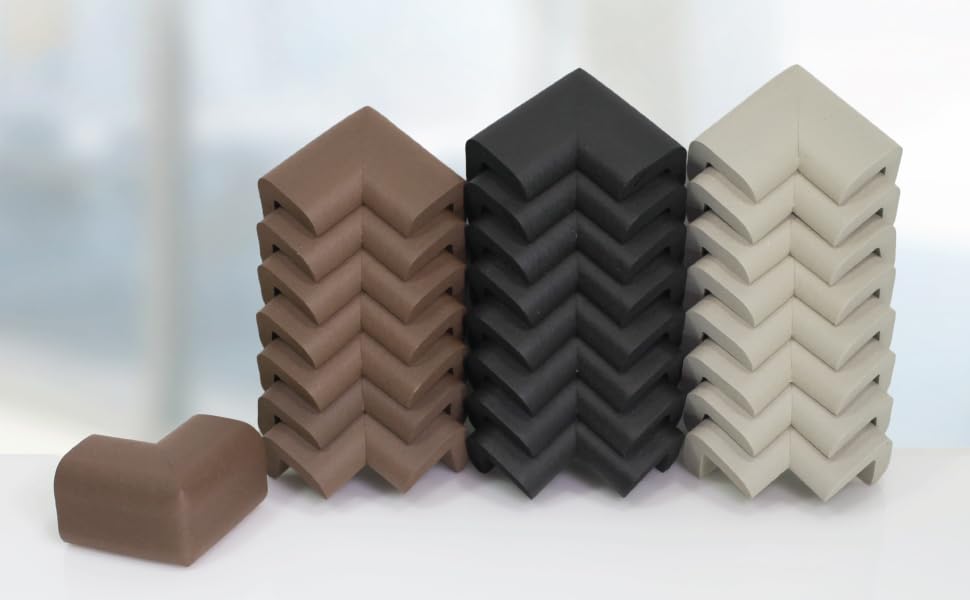 Corner Kushions on a table edge in brown for safe play.