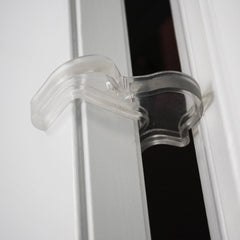 Clear guard installed on door side guards tiny fingers from pinches.