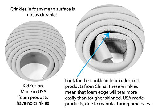 Cushion covers tables and shelves, reducing edge contact with kids.