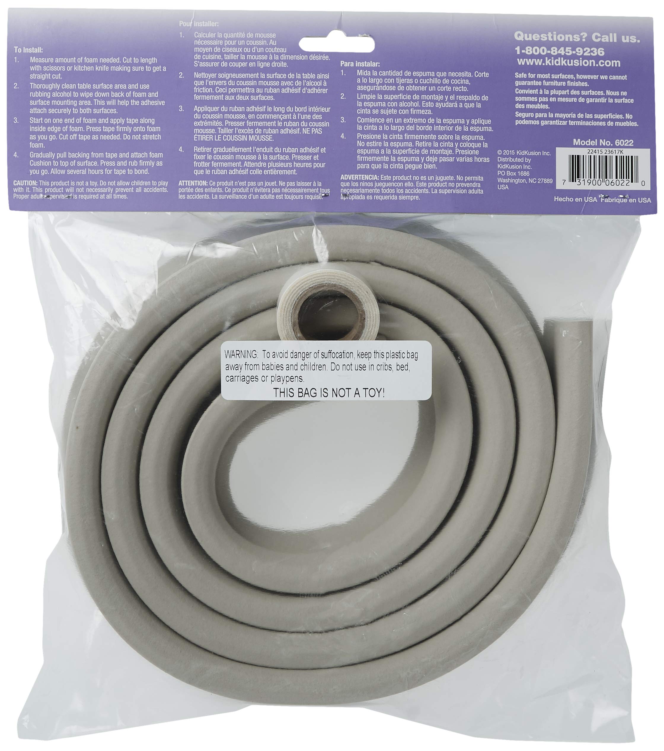 Trimable KidKusion edge cushion adapts to shorter lengths for tailored fit.