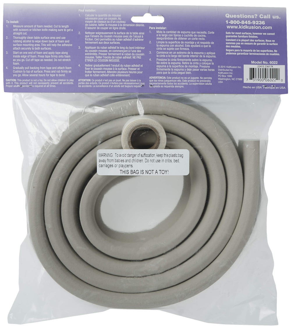 Trimable KidKusion edge cushion adapts to shorter lengths for tailored fit.