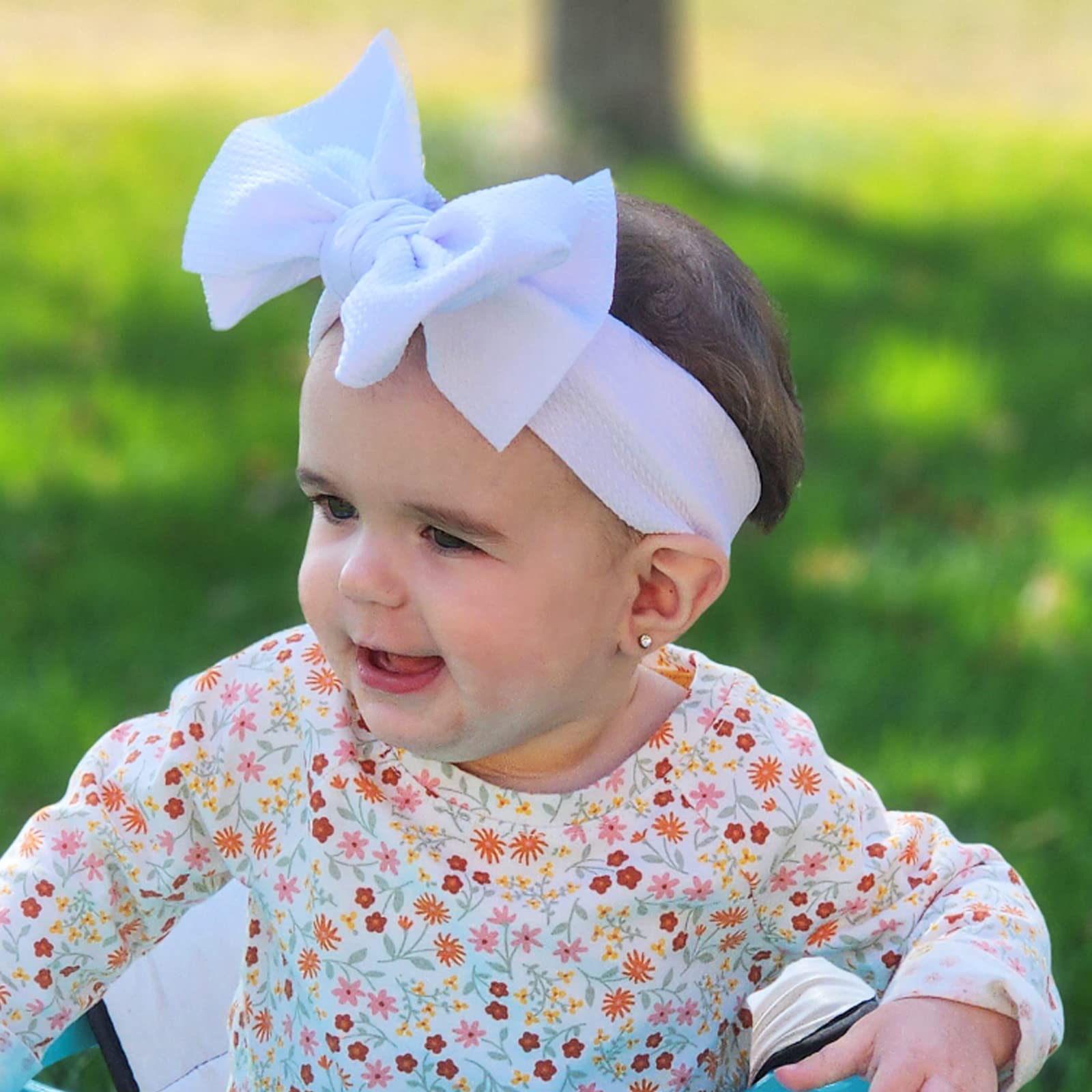 KIDOCHEESE big bows headband elastic-band-fit grows with baby from newborn to toddler.