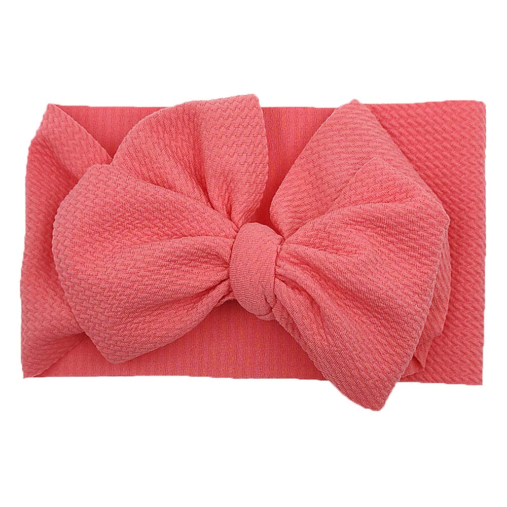 KIDOCHEESE big bows headband elastic-band stretches to fit growing heads.