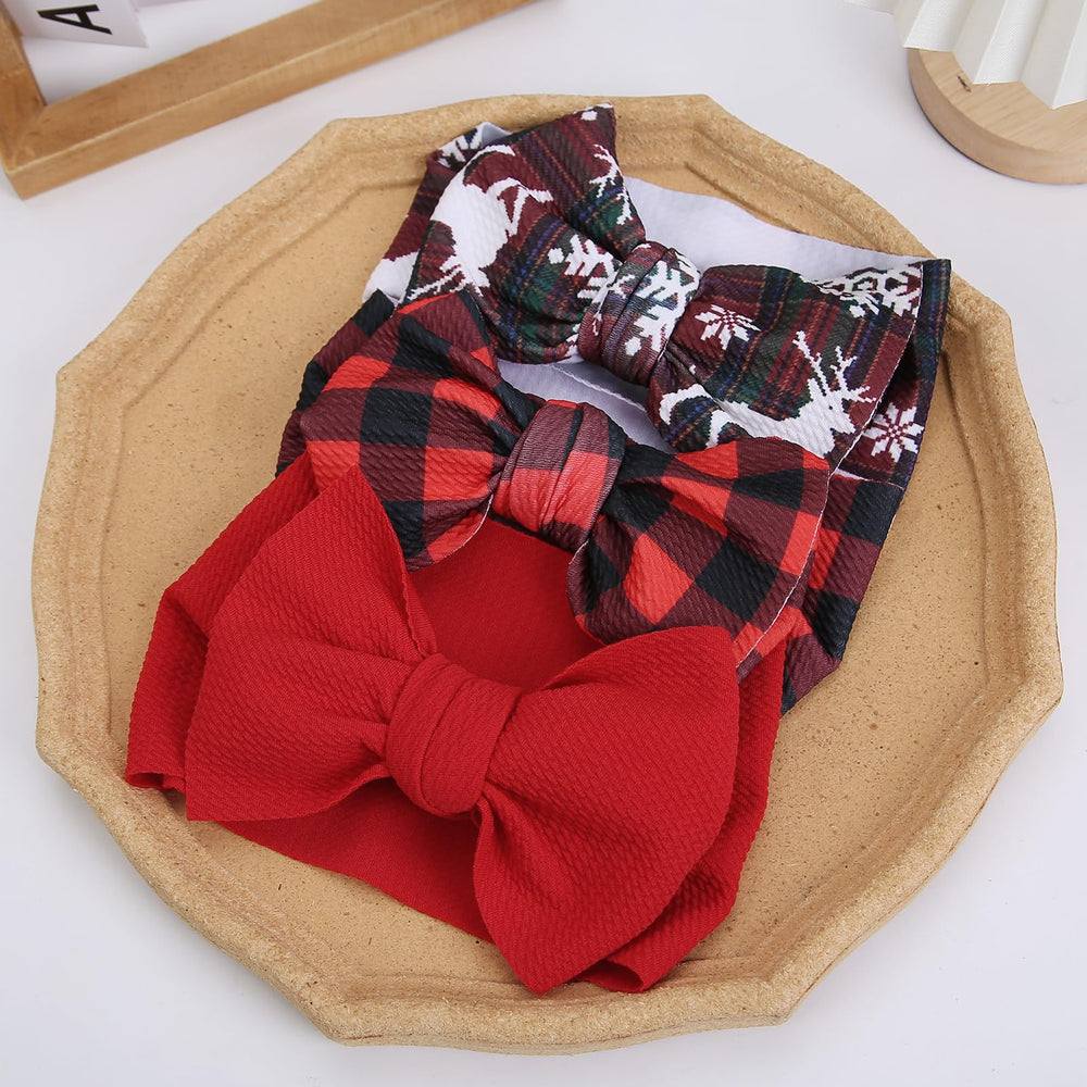 KIDOCHEESE Christmas baby bows model toddler; versatile use from infancy to early childhood.