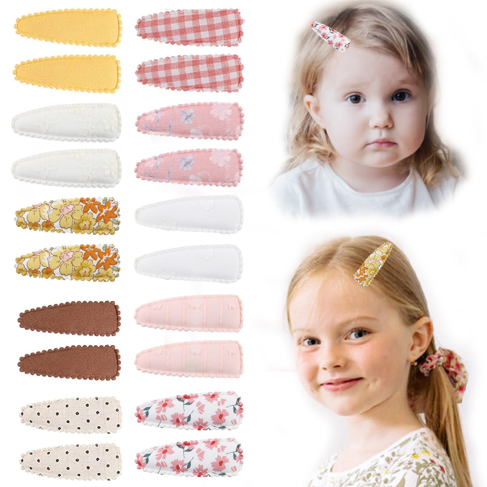 KIDOCHEESE flower-pattern clips wrapped in cloth for stylish baby hairstyles