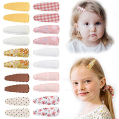 KIDOCHEESE flower-pattern clips wrapped in cloth for stylish baby hairstyles