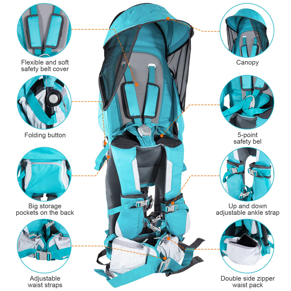 Kidpprod baby carrier with rain cover protects on wet trails.