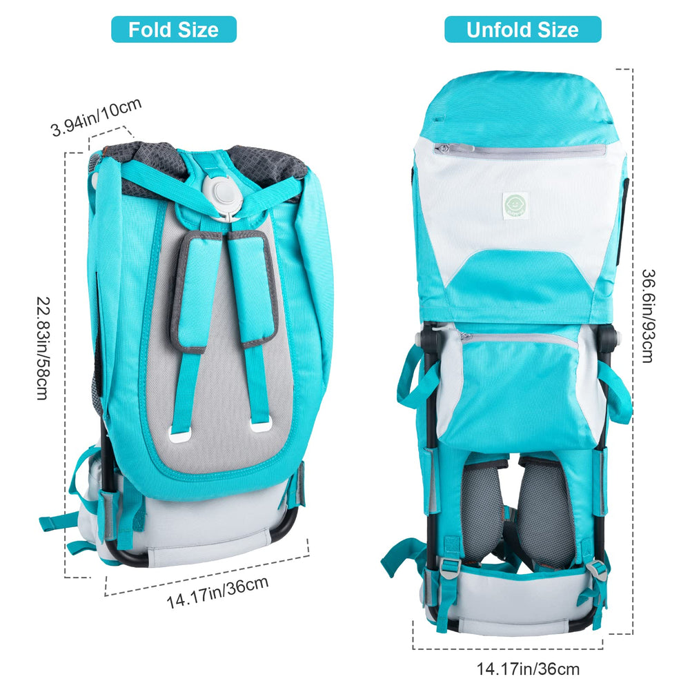 Kidpprod ergonomic backrest keeps toddler comfortable on long hikes.