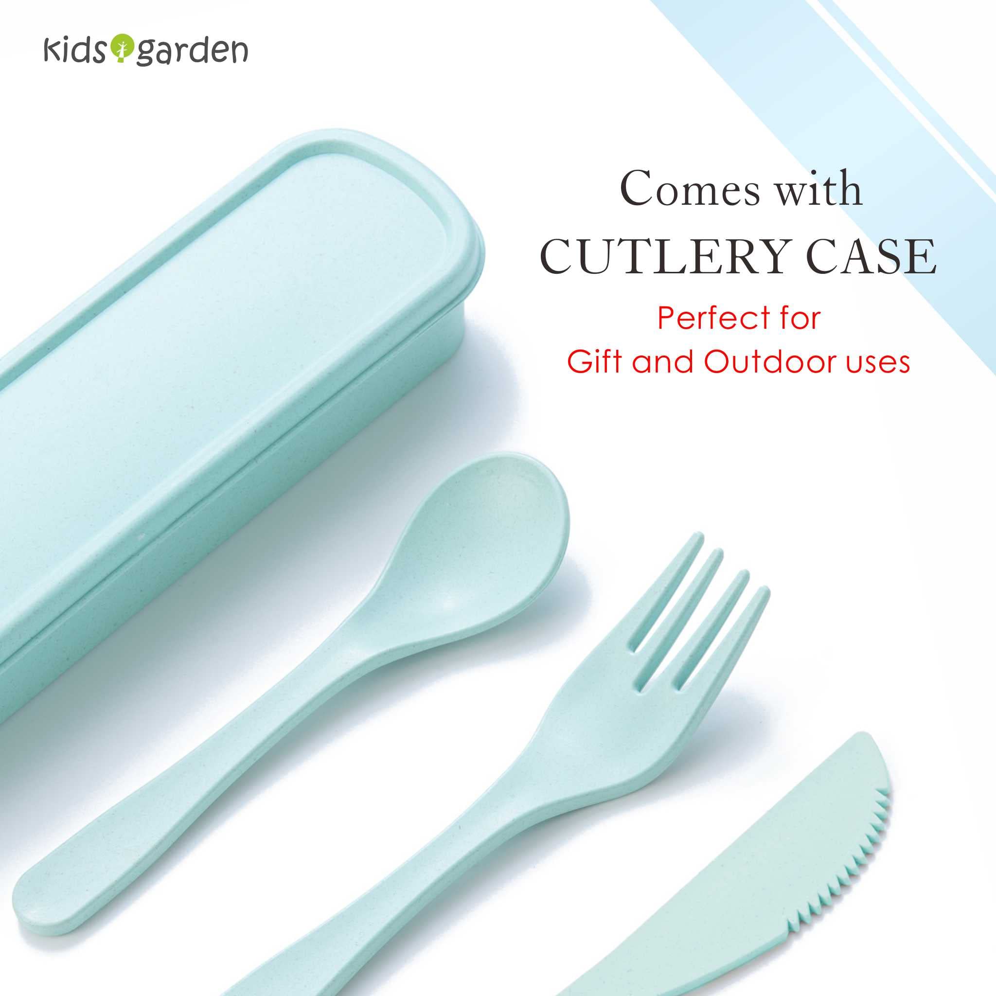 Kids garden cutlery case keeps utensils organized for travel