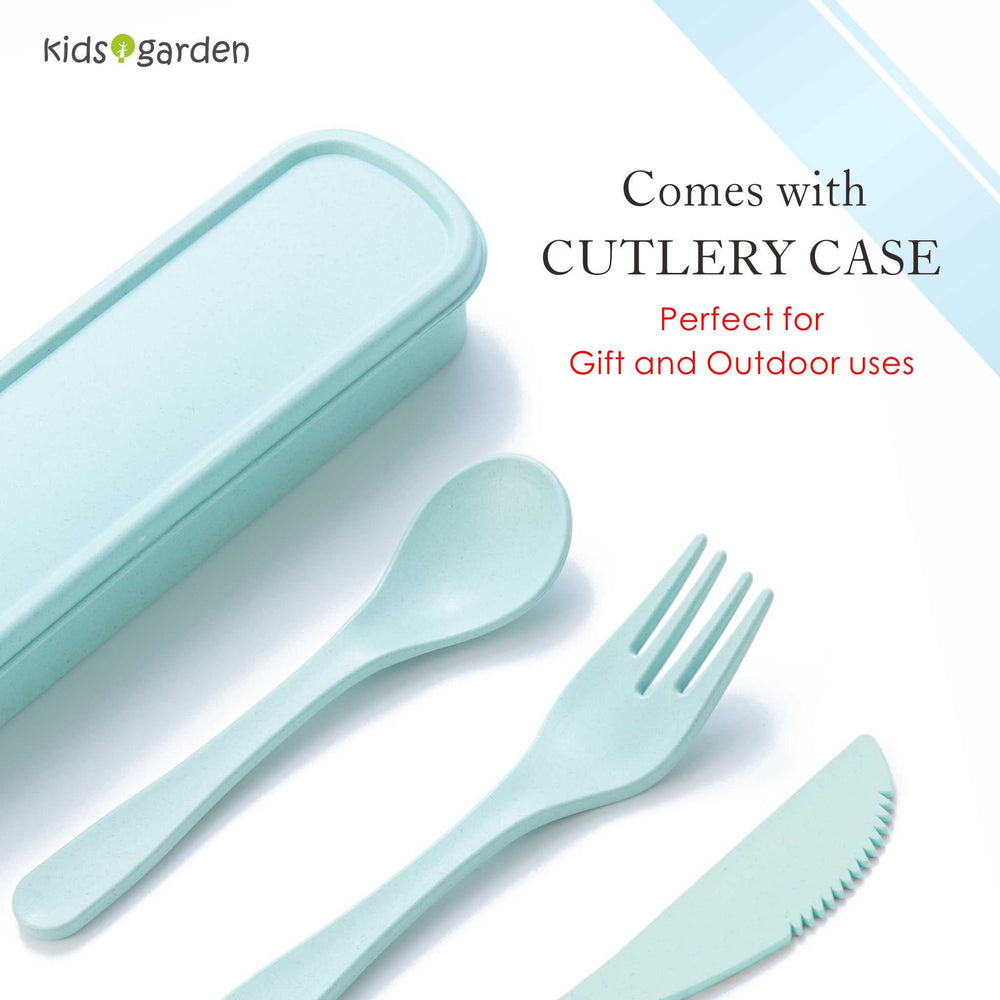 Kids garden cutlery case keeps utensils organized for travel