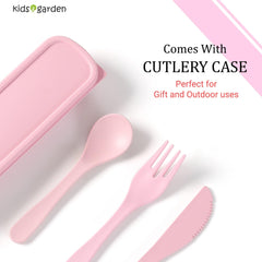 Kids Garden dinnerware cup pink, comfortable grip for little hands.