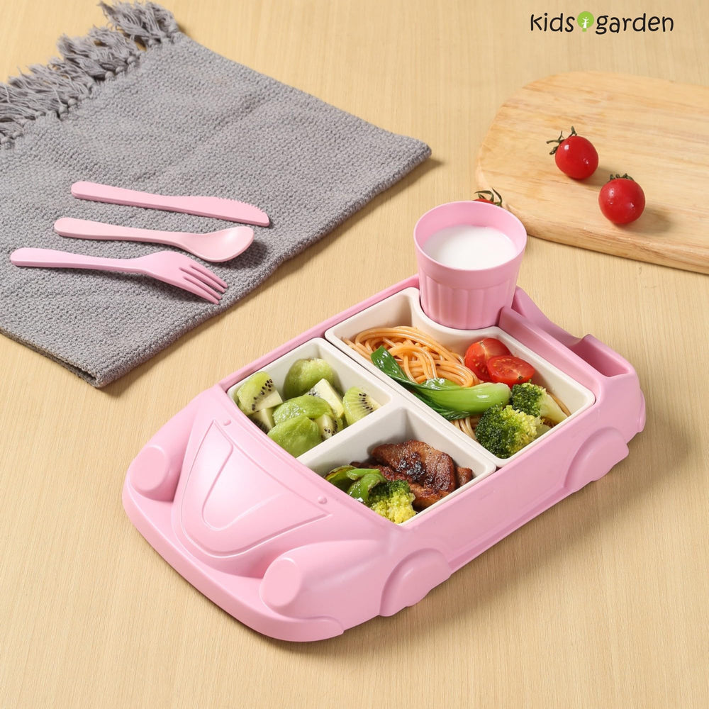 Kids Garden dishwasher-safe dinnerware, convenient cleanup after meals.