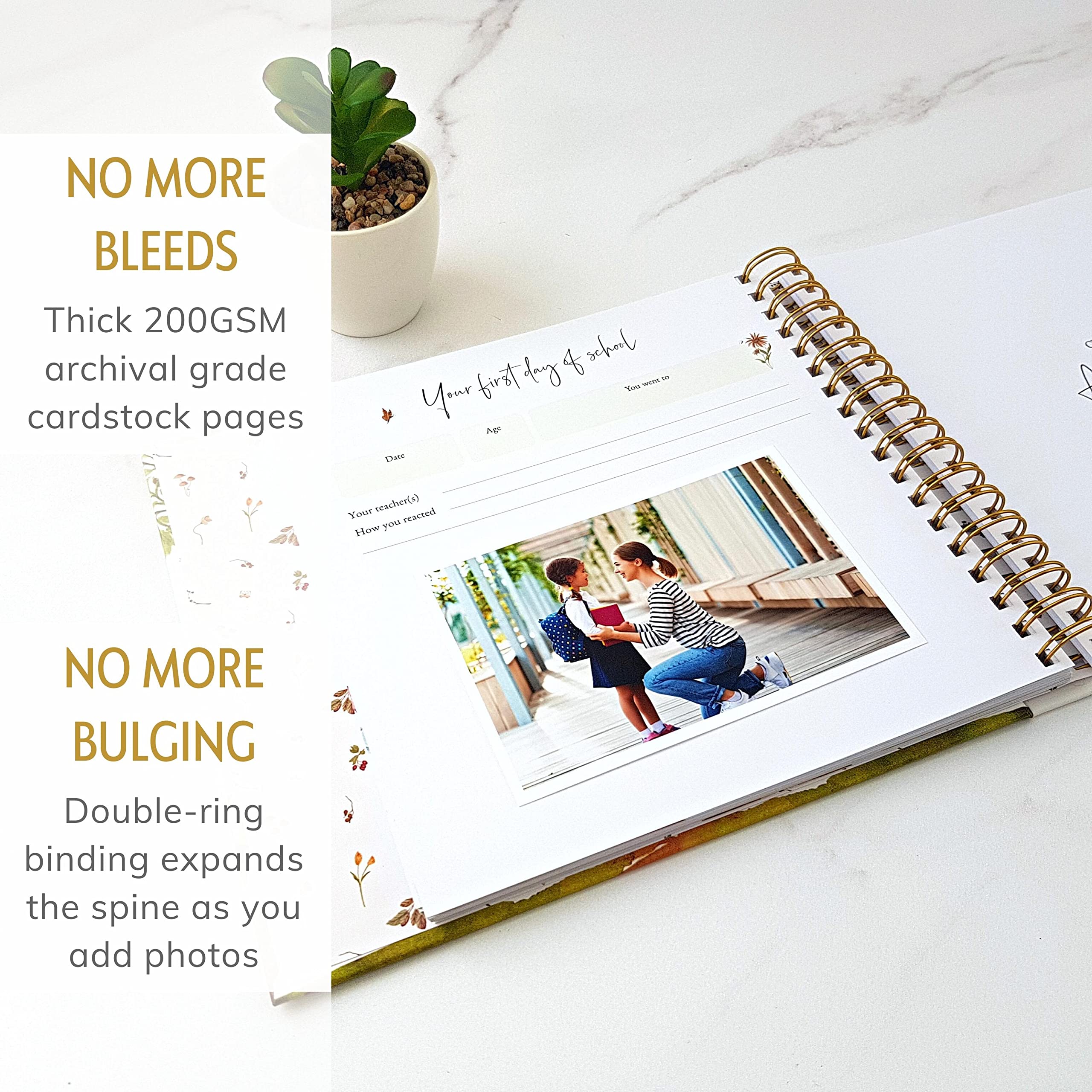 Kids N' All page layout sample showing prompts and photo slots